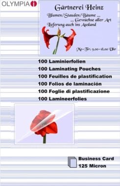 Olympia Laminierfolien Visitenkarte, 100 stuks 125 mic