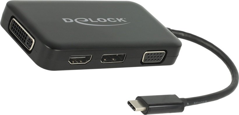 DELOCK Adapter USB-C > VGA/HDMI/DVI/DP St/Bu zwart