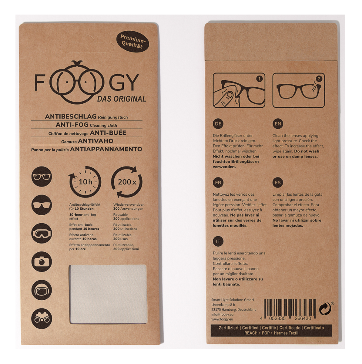 Foogy Brillen Antibeschlag- en reinigingsdoekje Mikrofaser retail