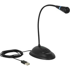 DELOCK USB-microfoon met Standfuß & Mute/On&Off-Taste 1.7m
