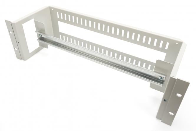 DIGITUS Hutschienenträger 3HE 19 (483mm) + Hutschiene grijs