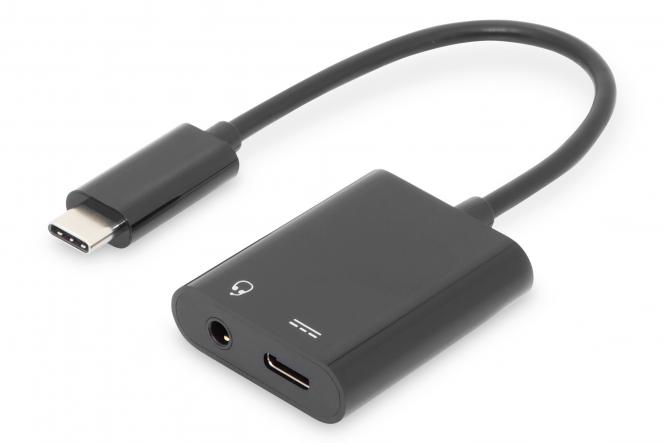 DIGITUS USB 3.1 Verteilerkabel Type C-connector St/Bu/Bu 0.2m zwart