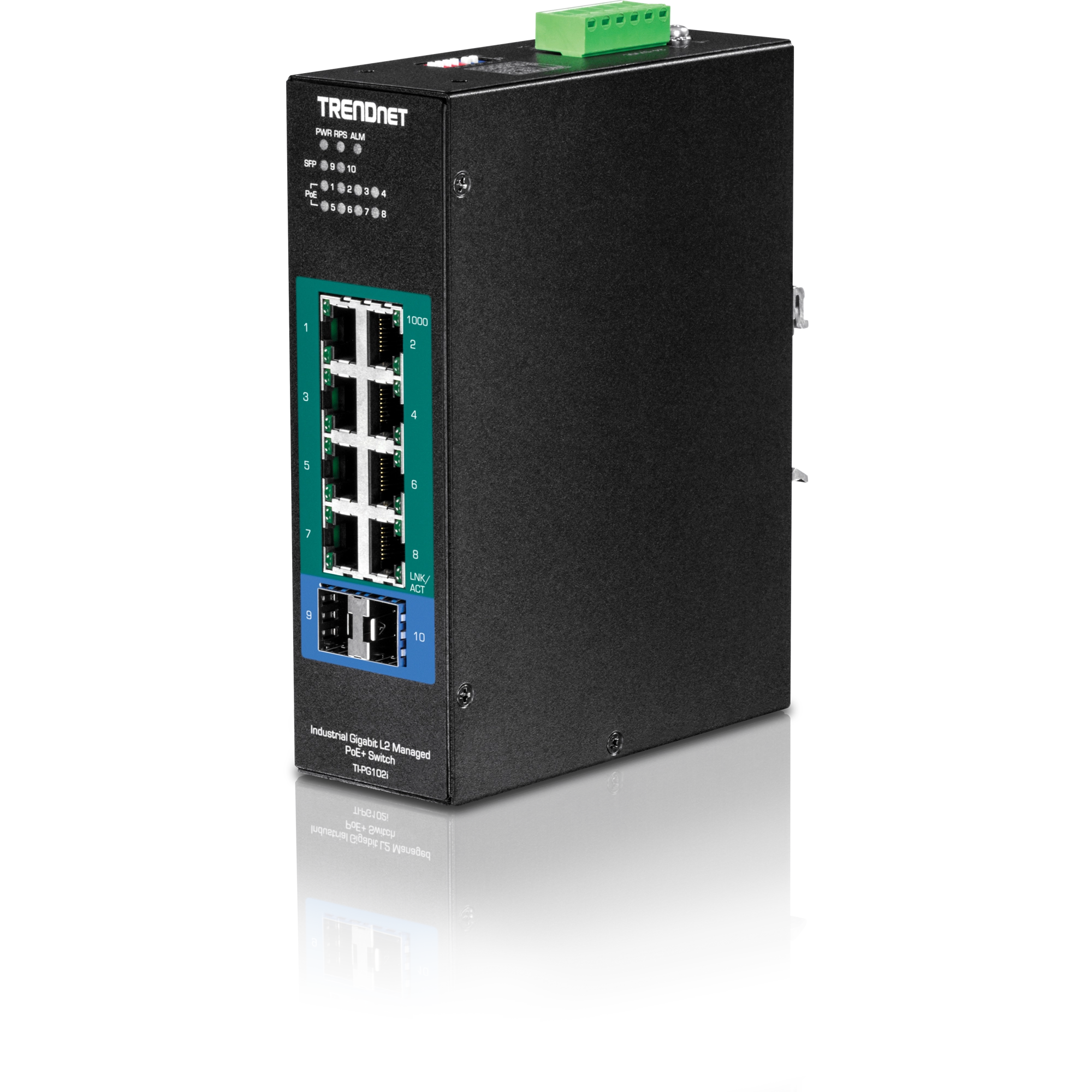 TRENDnet Switch 10-port Industrial Gbit PoE+ L2 metaal IP30