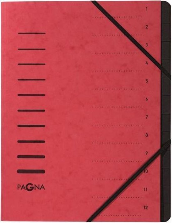 PAGNA Ordnungsmappe A4 12 Fächer 1-12 rood
