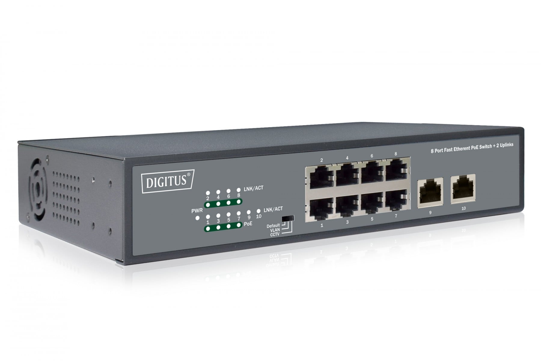 DIGITUS Switch 8-Port 10/100 120W PoE Unmanaged zwart