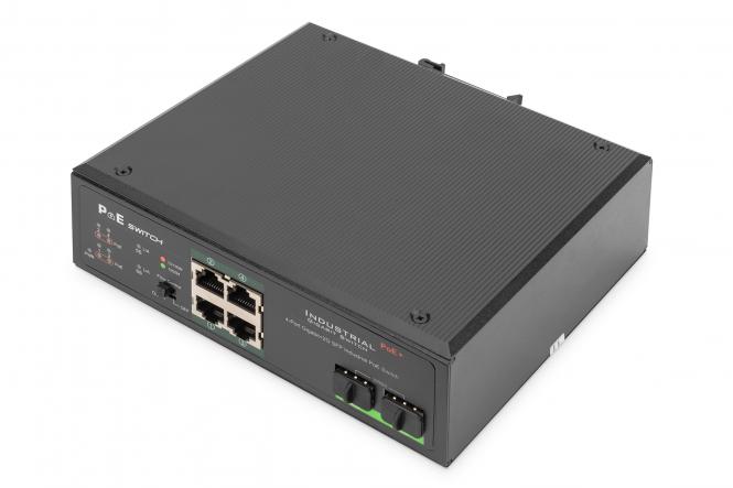 DIGITUS Switch Ind. 4-Port Gigabit 30W PoE Unmanaged zwart