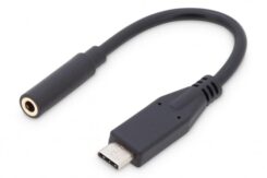 DIGITUS USB C Audio Adapterkabel Type C -connector St/Bu 0,2m,zwart