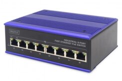 DIGITUS Switch Ind. 8-Port 10/100 30W PoE Unmanaged blauw