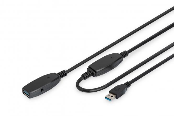 DIGITUS USB 3.0 Aktives Verlängerungskabel 10m, zwart