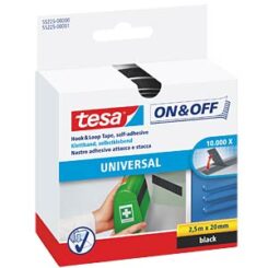 tesa ON&OFF universele Klettband zwart 2,5m 20mm