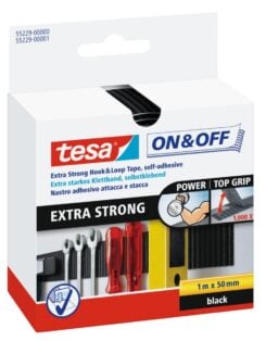 tesa ON&OFF Extra Strong Klettband zwart 1m 50mm