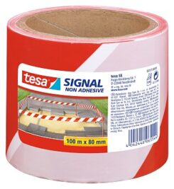tesa Signal Absperrband nicht klebend 100m 80mm rood /weiß
