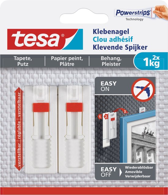 tesa Klebenagel verstelbaar Tapete & Putz tot 1kg 2St.