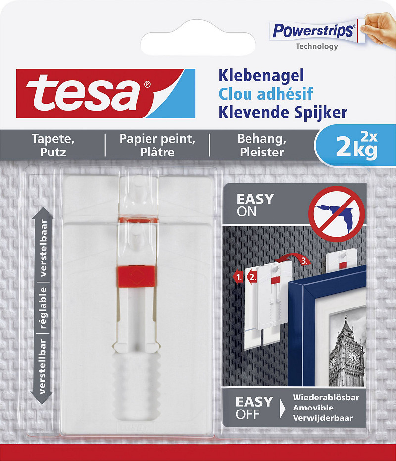 tesa Klebenagel verstelbaar Tapete & Putz tot 2kg 2St.