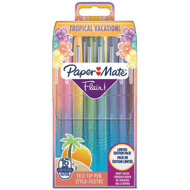 PAPER MATE Faserschreiber Flair Tropical M 16er Etui sort.