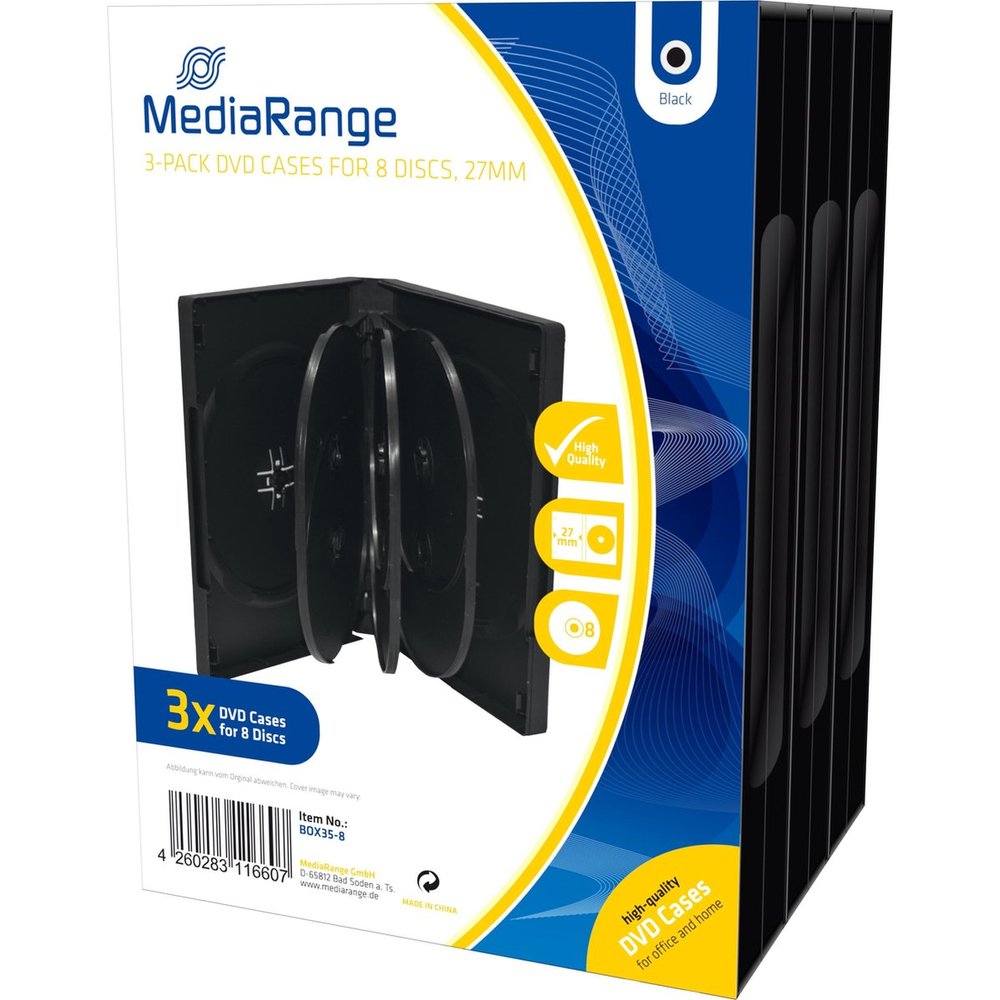 MediaRange DVD-Leerhülle voor 8 Dics 27mm zwart 3pcs