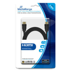 MediaRange HDMI-Kabel High Speed Ethernet 18 Gbit/s 3m zwart