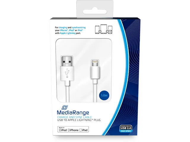 MediaRange Lade- & gegevenskabel USB 2.0 auf Apple Lightning 1m