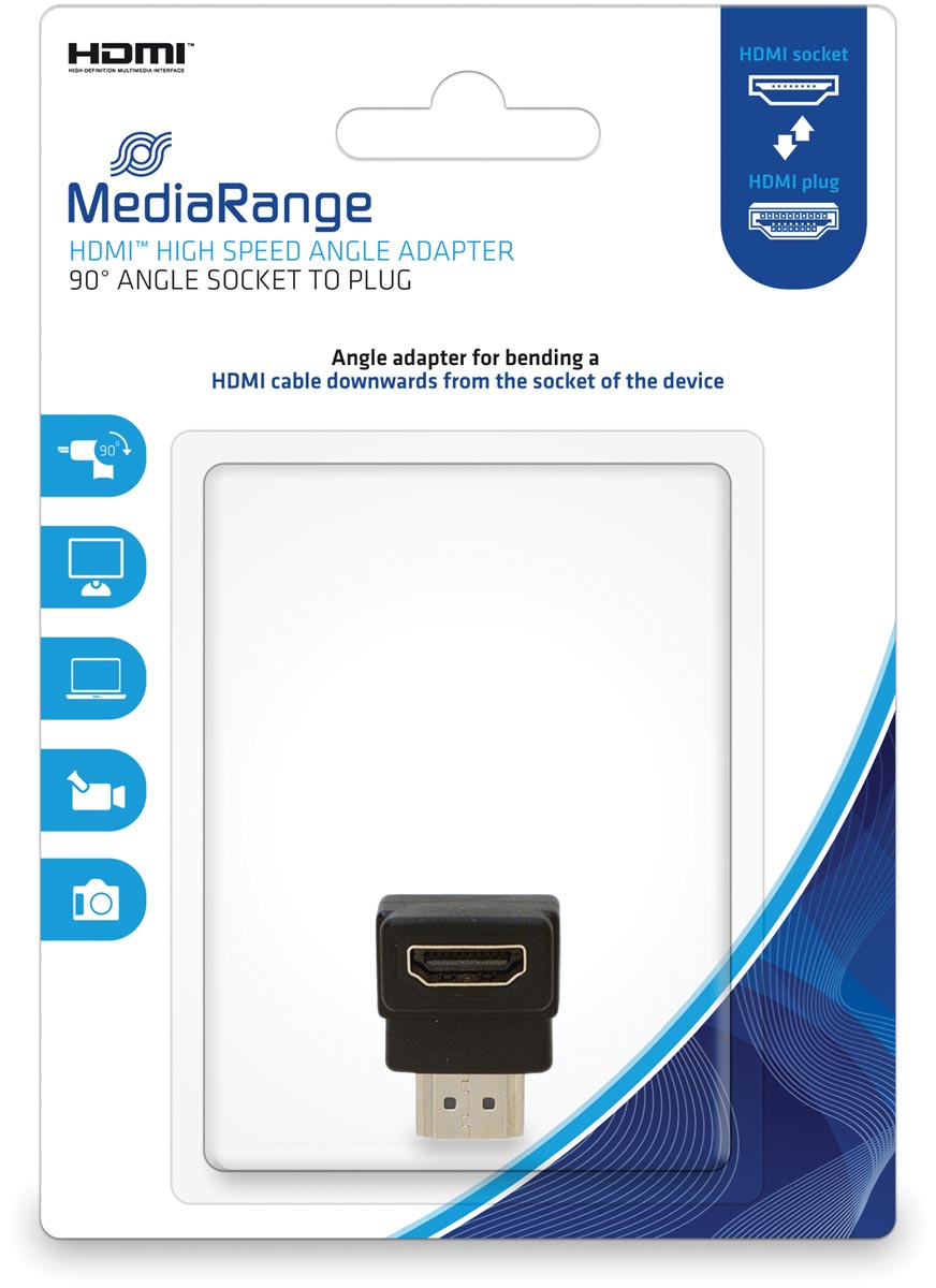 MediaRange HDMI High Speed Winkeladapter 90° zwart