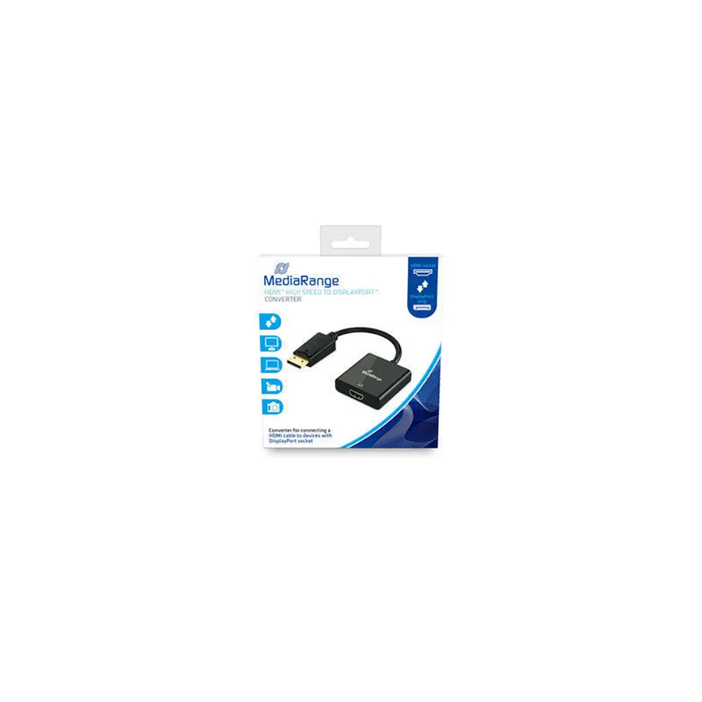 MediaRange HDMI verloop stekker/DP stekker 18 Gbit/s 20cm zwart