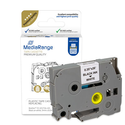 MediaRange Schriftbandka. Brother TZ-221/TZe-221 9mmx8m zwart