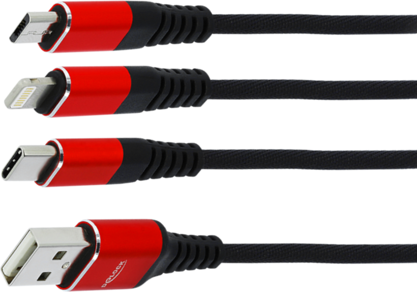 DELOCK USB 3in1 oplaadkabel voor Lightning/Micro-USB/USB C 1m