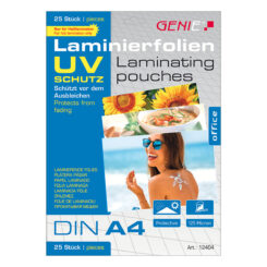 GENIE Laminiertaschen 25 A4 Folien met UV Schutz 125 Mic.