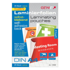 GENIE Laminiertaschen 25 A4 zelfklevend 80 Mic.