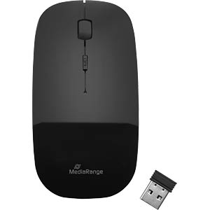 MediaRange muis Wireless 3 toetsen, geräuscharm zwart glänz