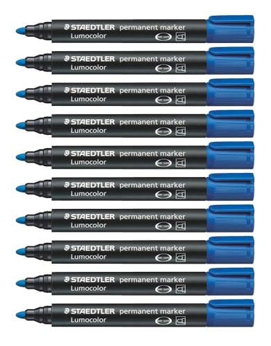 STAEDTLER markeer stift Lumocolor perm blauw 10 stuks
