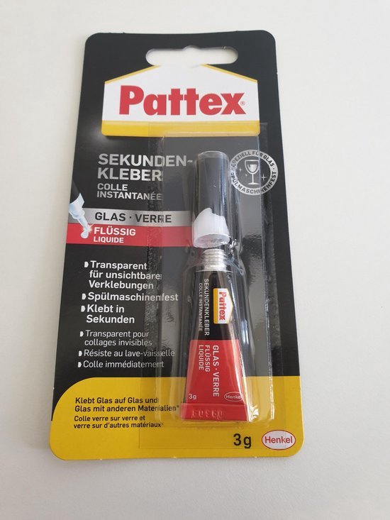Pattex secondenlijm Glas, Tube met 3g, 9H PSV1C