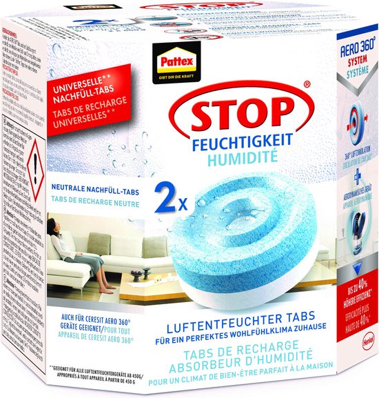 Pattex Luftentfeuchter Nachfüll Tabs voor Aero 360 2x450g
