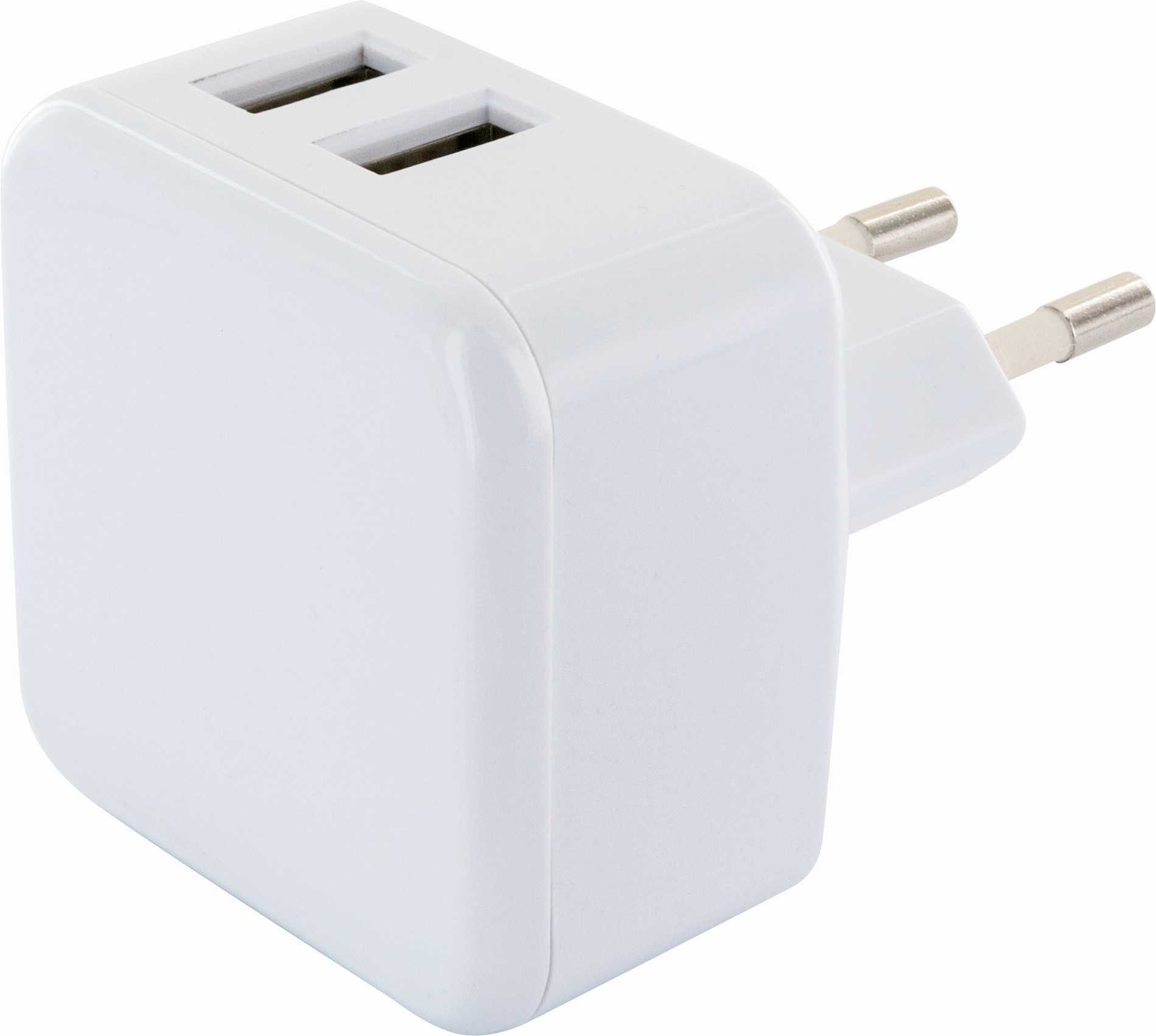 Schwaiger 230V Ladeadap., 2xUSB 2.0 A verloop stekker 1 x Eurost.TypC