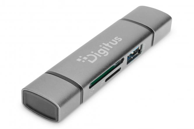 DIGITUS Reader USB-C + USB 3.0, SD + Micro SD + USB3.0 OTG