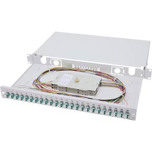 DIGITUS LWL Spleißbox 1HE bestückt 24x LC DX OM3 grijs