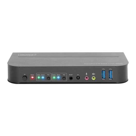 DIGITUS KVM Switch, 2-Port, 4K60Hz, 2xDP in, 1xDP/HDMI out