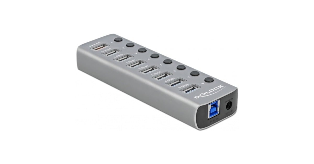 DELOCK HUB USB 3.2Gen1 7Port +Schnellladeport +USB-C PD 3.0