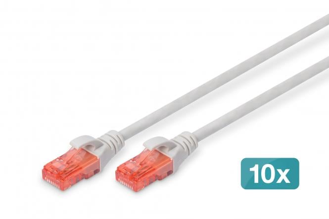 DIGITUS CAT 6 U/UTP Patchkabel - LSZH, 10 stuks, 0,5m, grijs