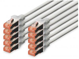 DIGITUS CAT 6 S/FTP Patchkabel, 10 stuks, 0,25m, grijs