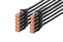 DIGITUS CAT 6 S/FTP Patchkabel, 10 stuks, 0,25m, zwart