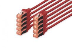 DIGITUS CAT 6 S/FTP Patchkabel, 10 stuks, 0,25m, rood