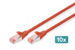 DIGITUS CAT 6 S/FTP Patchkabel, 10 stuks, 0,5m, rood