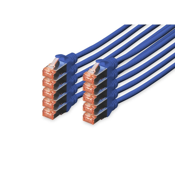DIGITUS CAT 6 S/FTP Patchkabel, 10 stuks, 1m, blauw