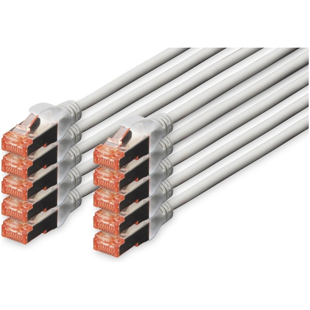 DIGITUS CAT 6 S/FTP Patchkabel, 10 stuks, 2m, grijs