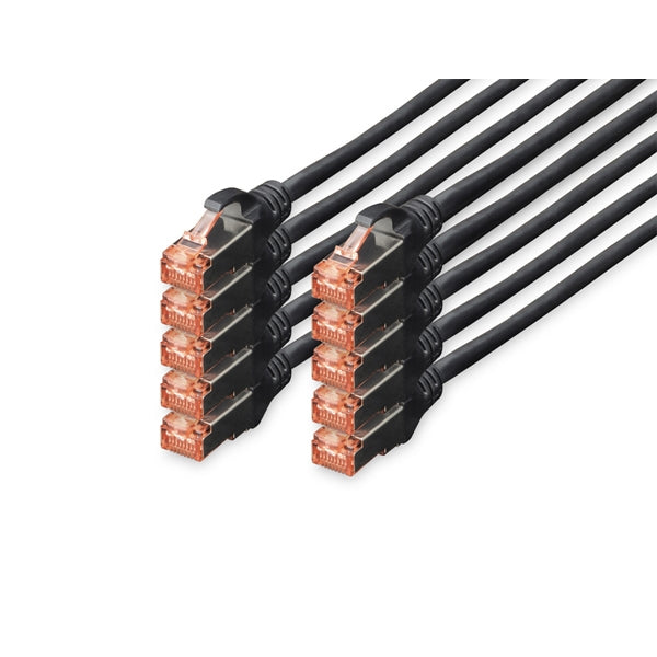 DIGITUS CAT 6 S/FTP Patchkabel, 10 stuks, 2m, zwart