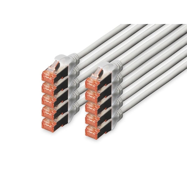 DIGITUS CAT 6 S/FTP Patchkabel, 10 stuks, 3m, grijs