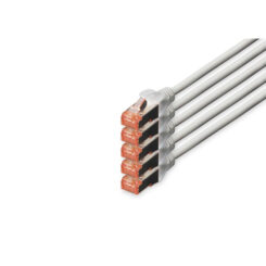 DIGITUS CAT 6 S/FTP Patchkabel, 5 stuks, 15m, grijs