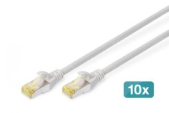 DIGITUS CAT 6A S/FTP Patchkabel, 10 stuks, 0,25m, grijs