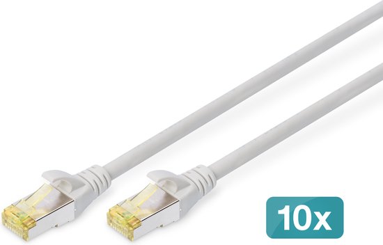 DIGITUS CAT 6A S/FTP Patchkabel, 10 stuks, 0,5m, grijs
