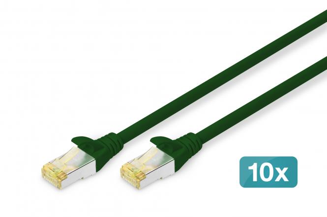 DIGITUS CAT 6A S/FTP Patchkabel, 10 stuks, 1m, groen